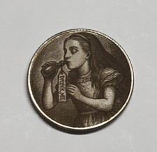 HOBO Nickel Folk Art Love Token Engraved Coin  Alice In Wonderland
