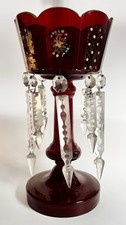 Antique Cranberry Glass Lustre