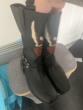 Harley Davidson Men's Boots, Embroidered Eagle, Harness, Studded, UK10, 44, New