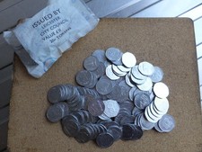 National Transport 20p Travel Tokens Tramcar & Buses. 1 Sealed Pack + 119 loose