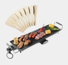 Vonhaus Electric Teppanyaki Grill with Non-Stick Plate, Drip Tray & 8 Spatulas