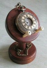 POCKETWATCH STAND MAHOGANY or OAK WITH FAUX BONE PEGS WOODEN DISPLAY WOOD 