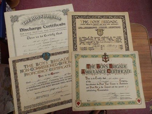 Boys brigade certificates - boys,