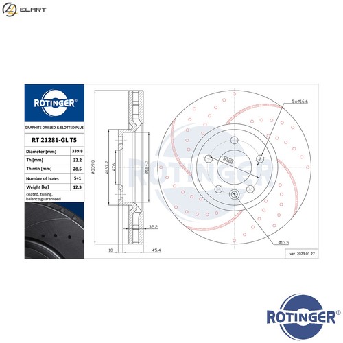 Brake disc 21281 gl t5 - rt, 21281-gl