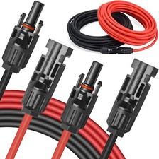 1 Pair Solar Panel Extension Cable Wire Black&Red 10 AWG Connector 6mm² PV Cable