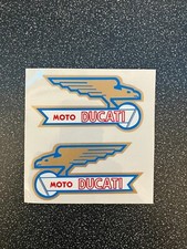 Ducati - 2x vinyl self adhesive stickers 110x120mm (Gold, Blue & Red on clear)