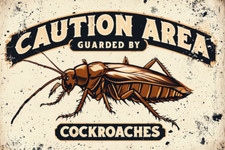 Caution Area Guarded By Cockroaches  Metal Sign,Cockroach  Plaque