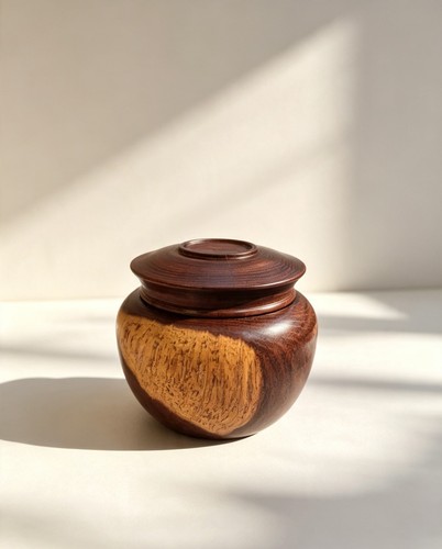 Vintage signed laburnum lidded - signed,