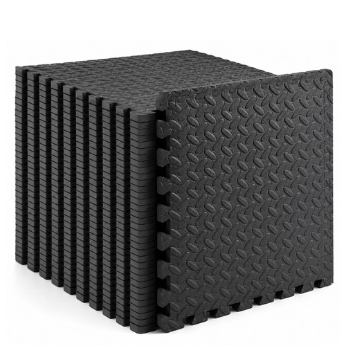 Black interlocking mat yoga - black,