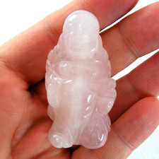 Rose Quartz Buddha Statue Hand Carved Natural Pale Pink Gemstone Carving 5cm