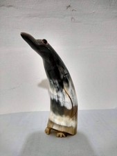 Vintage Carved Natural Horn Bird Penguin Figure Sculpture 5”