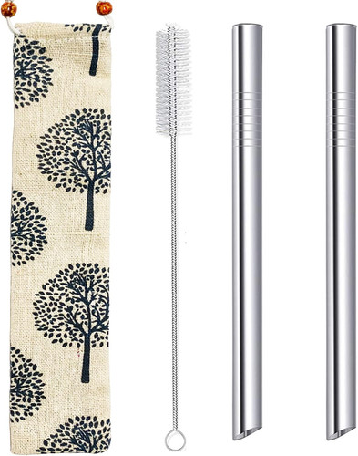 Stainless steel boba straws - steel,