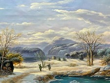 100% hand-painted Snow river