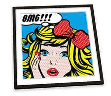 Pop Art Girl OMG FRAMED ART PRINT Picture Square Artwork