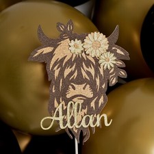 highland cow Calf cake topper