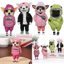 Handmade Resin Doll Standing Puppy Figure Toy Plush Chihuahua Sharpei Cute Dog