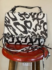 Calvin klein Statement Crossbody Fringe Western Cow print Faux Leather Bag NWT