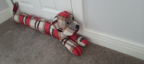 Tartan dog door - dog, stop,