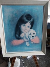 Retro Vintage Print ,Lois  Shabner,1960 ,70 .Kitch Puppy Love Boots Framed.