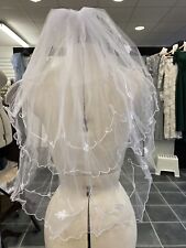 White 2 Tier First Holy Communion Veil / Bridal Hen Night Veil flower embroidery