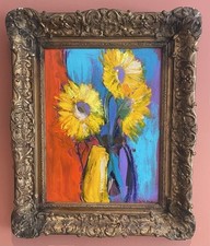 Fine Gilt Framed Signed Oil Painting on Canvas Laid On Board 43cm x 33cm