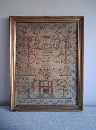 Fine antique needlework - needlework, house