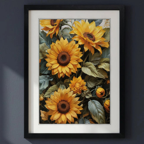 Vintage sunflower painting - sunflower, |
