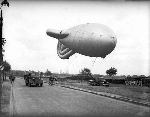 Barrage balloon during ww2 - balloon,