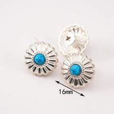10PC 16MM FLORAL TURQUOISE
