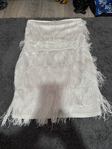 White tassel fringe mini dress - tassel,