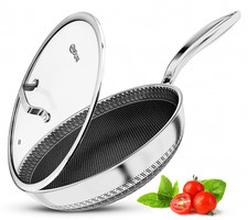 Frying Pan with Lid Non stick Deep All Hobs induction Anti Scratch Heavy Duty