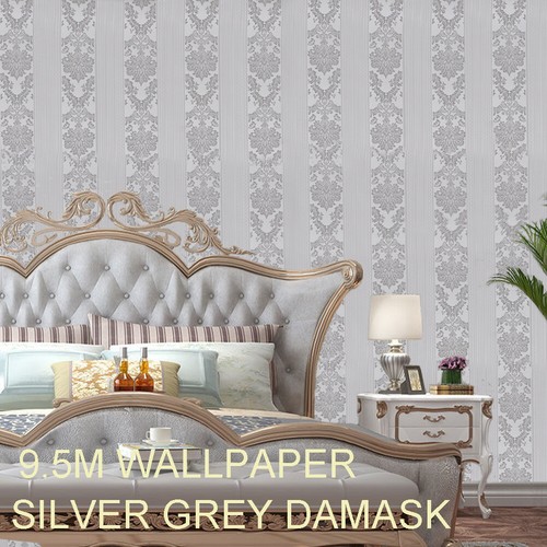 Silver grey damask glitter - silver,