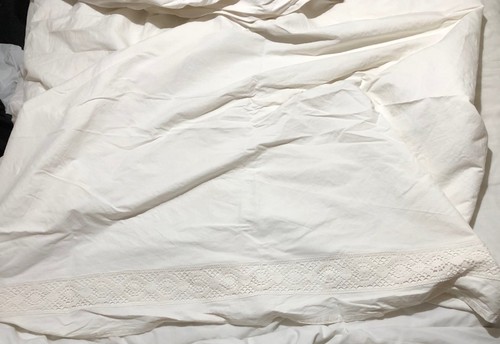 Vintage white linen flat sheet - vintage,