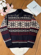 Polo Ralph Lauren Snowflake Cardigan Fair Isle Neck Sweater Wool size L Large