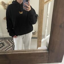 BRANDY MELVILLE JOHN GALT BLACK BUTTERFLY PATCH HOODIE one Size 