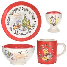 Disney Christmas Tableware Breakfast Lunch Dinner 4 Piece Set - Winnie the Pooh