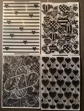 4  Hearts Embossing Folders Zentangle Valentines 7” X 5” Card Making Crafts