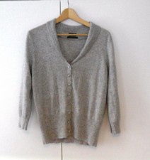 F&F size 14 100% cashmere light grey marl cardigan, 3/4 sleeve, covered buttons,