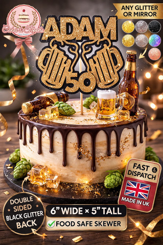 Personalised beer cake topper - personalised,