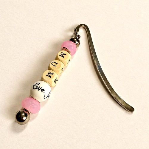 Metal beaded bookmark - bookmark, silver