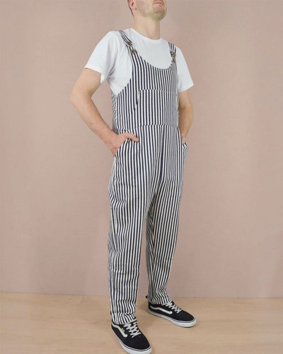 Men stripe hickory dungarees - stripe,