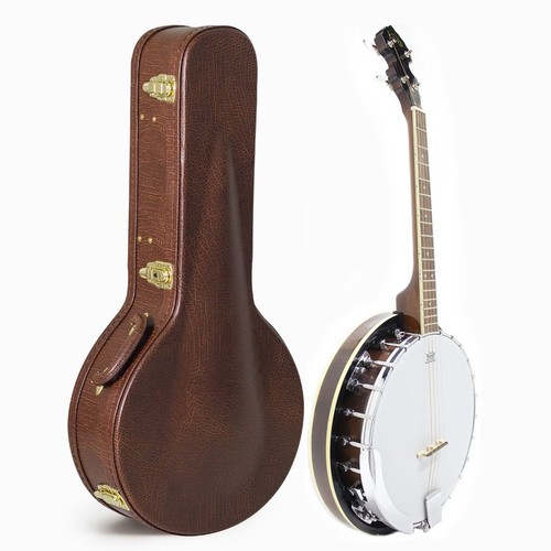 Banjo with brown case - with, case,