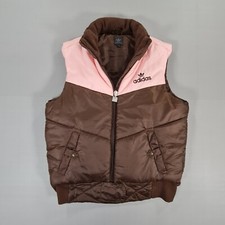 Vintage adidas Womens Gilet Brown Pink 12 UK Full Zip Body Warmer Padded Y2K 38