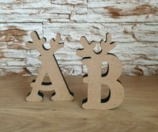 Freestanding Reindeer Antler Letters Wooden Crafts Blanks Christmas Gifts  