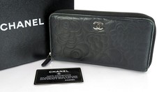 Auth CHANEL Black Camellia