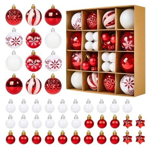 Christmas baubles red and - red,