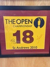 Open Golf Flag St Andrews 2010 Multiple Signatures Framed Superb Condition