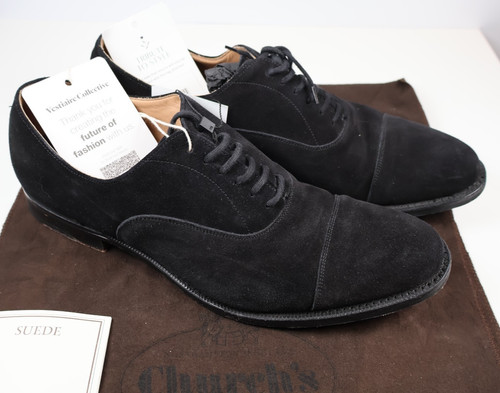 Church black suede - suede, cap