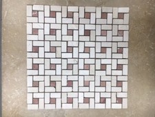 MARBLE FLOOR TILE DECOR 300MM X 300MM  TUMBLED MARBLE, TERRACOTTA AND CREAM MIX
