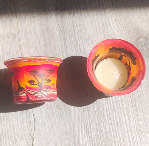Glass tea light holders - 2x,
